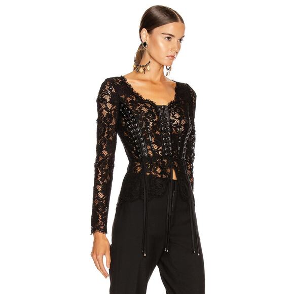 NWT Dolce & Gabbana Black Lace Long Sleeve Top Blouse IT 44 - Picture 2 of 12